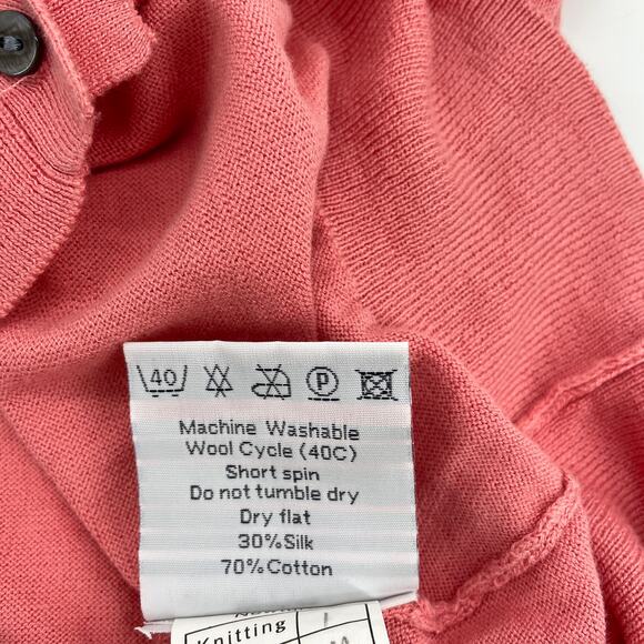 WOOLOVERS Cardigan Silk Cotton Short Sleeve Womens Size M Preppy Sweater Cottage - Picture 3 of 7